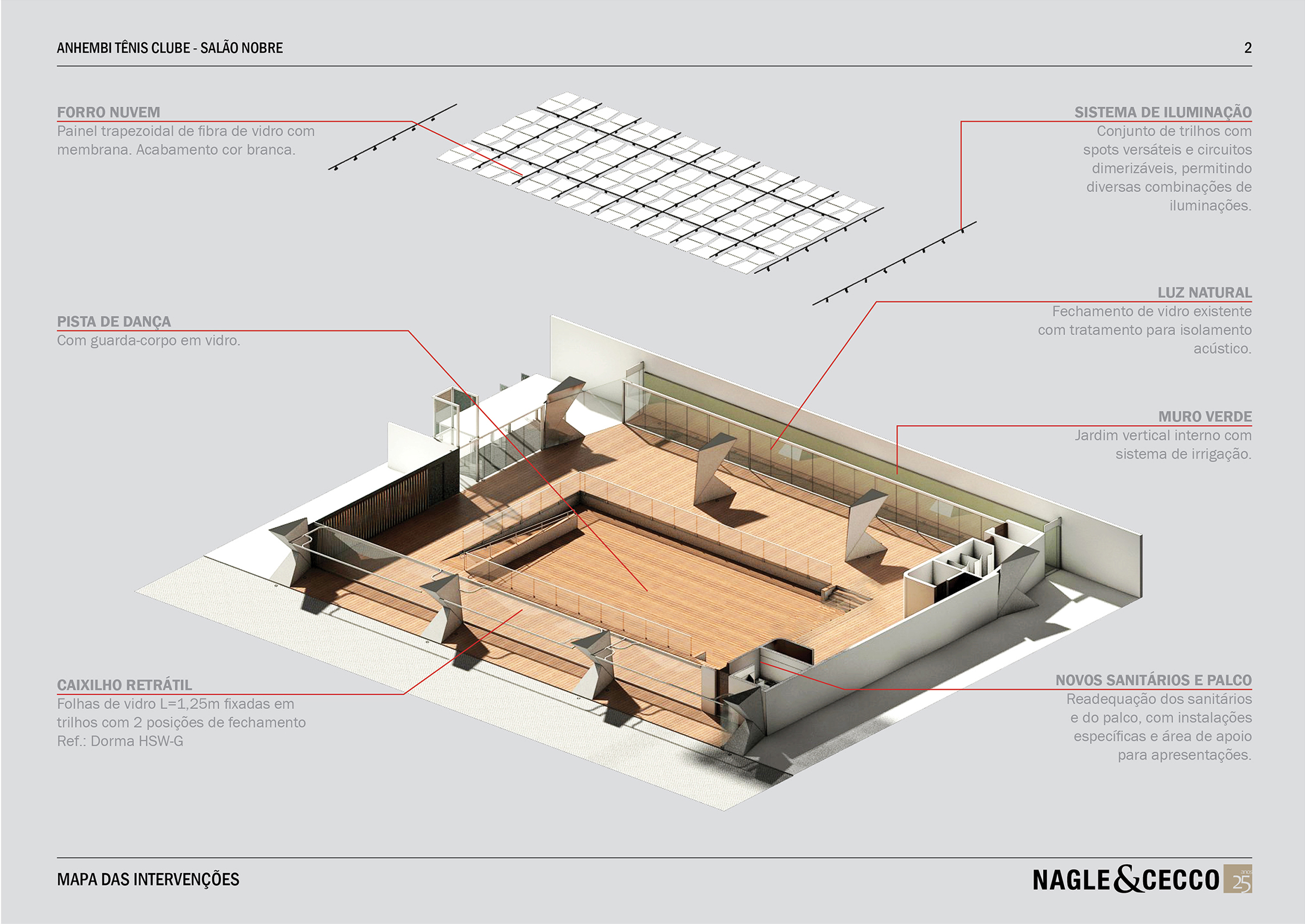 Salão Anhembi Tenis Clube Projeto Nagle & Cecco Arquitetos